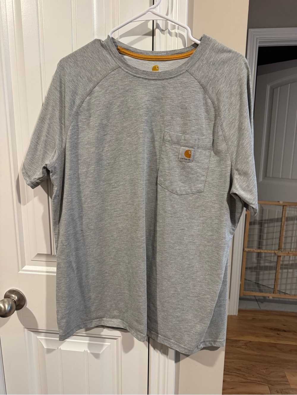 Carhartt Gray Short-Sleeve Pocket Tee with Gold Accent